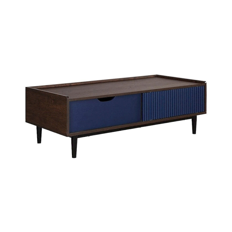 Comfort Duane Modern Ribbed Coffee Table with Drawer and Shelf