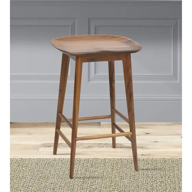Hendry Backless Solid Acacia Counter Stool