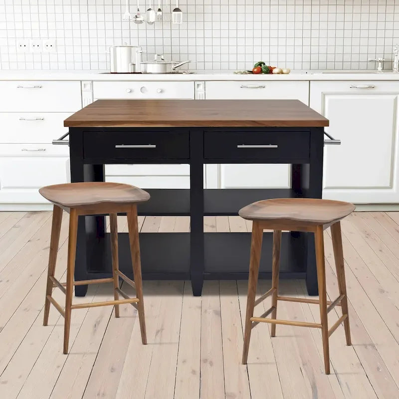 Hendry Backless Solid Acacia Counter Stool