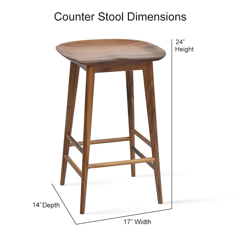 Hendry Backless Solid Acacia Counter Stool