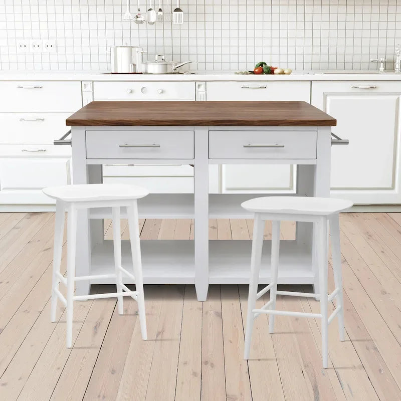 Hendry Backless Solid Acacia Counter Stool