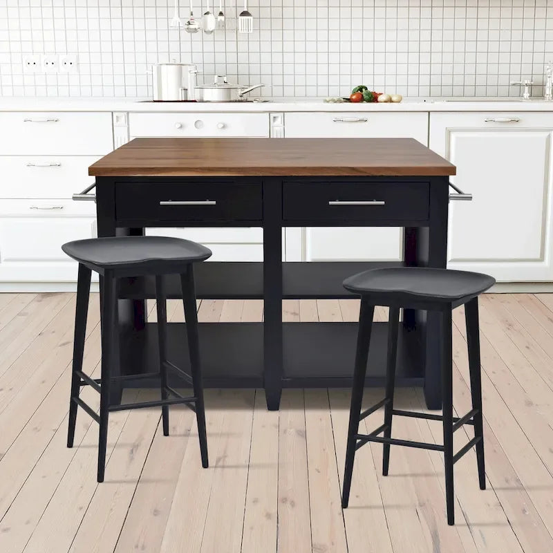 Hendry Backless Solid Acacia Counter Stool