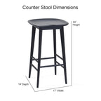 Hendry Backless Solid Acacia Counter Stool