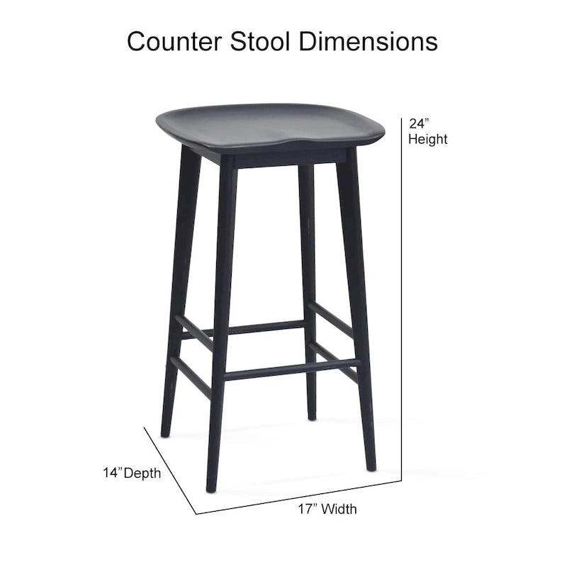 Hendry Backless Solid Acacia Counter Stool