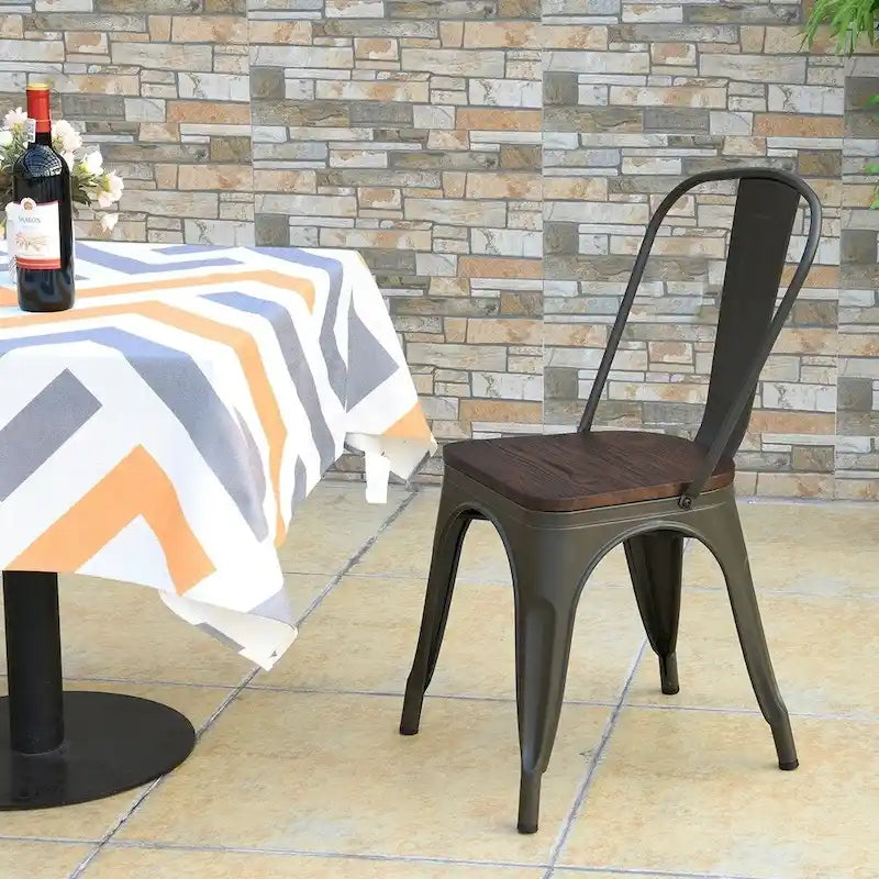 Stackable Bistro Cafe Dining Chair Metal Frame