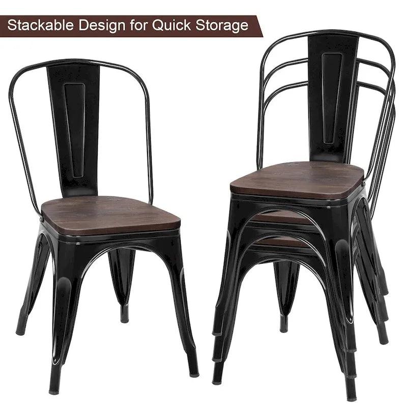 Stackable Bistro Cafe Dining Chair Metal Frame