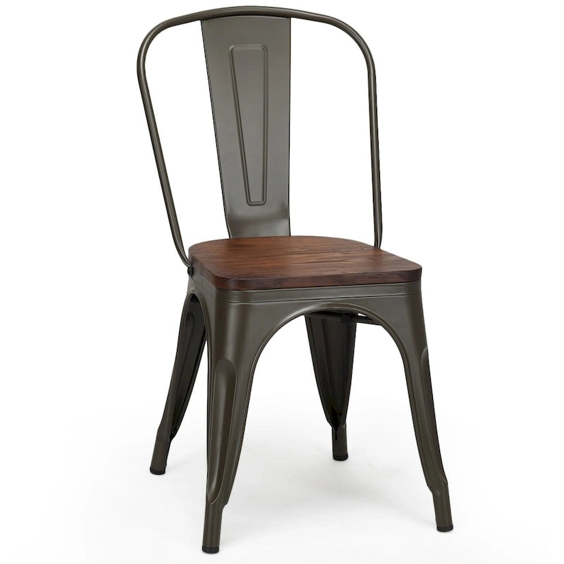 Stackable Bistro Cafe Dining Chair Metal Frame