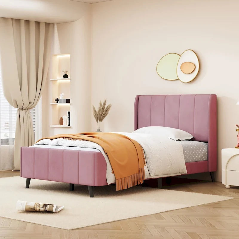 Upholstered Platform Bed, Velvet