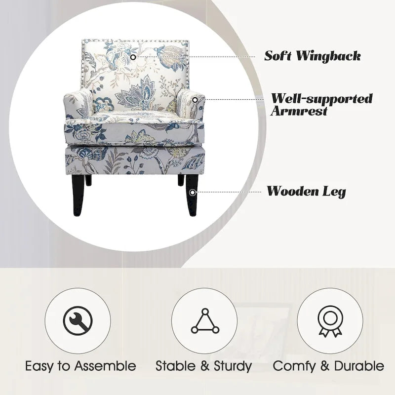 French Country Armchair with Nailhead Trim