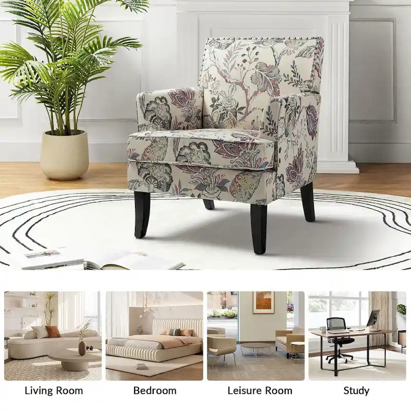 French Country Armchair with Nailhead Trim