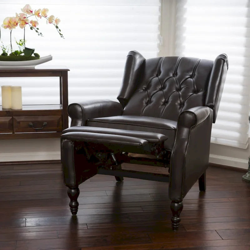 Walter Brown Bonded Leather Recliner Club Chair