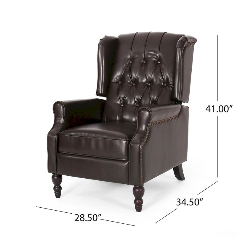Walter Brown Bonded Leather Recliner Club Chair