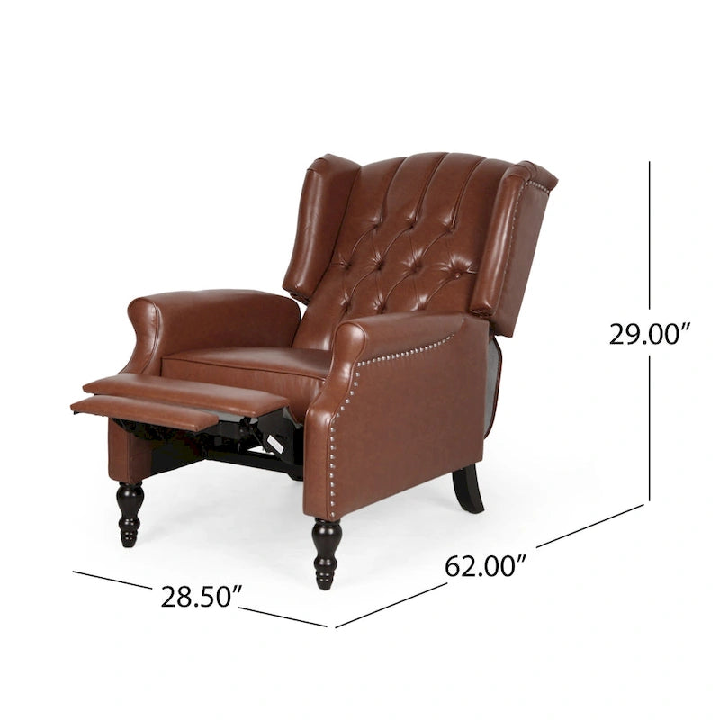 Walter Brown Bonded Leather Recliner Club Chair