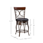Onyx Big & Tall 360 Swivel Metal and Wood Scroll Counter Stool