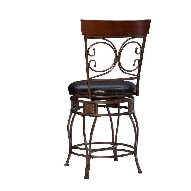 Onyx Big & Tall 360 Swivel Metal and Wood Scroll Counter Stool