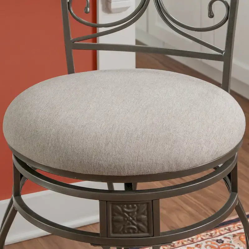 Onyx Big & Tall 360 Swivel Metal and Wood Scroll Counter Stool