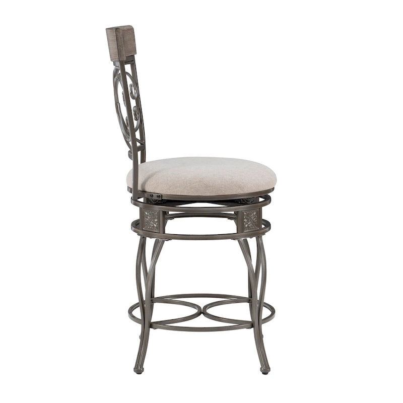 Onyx Big & Tall 360 Swivel Metal and Wood Scroll Counter Stool