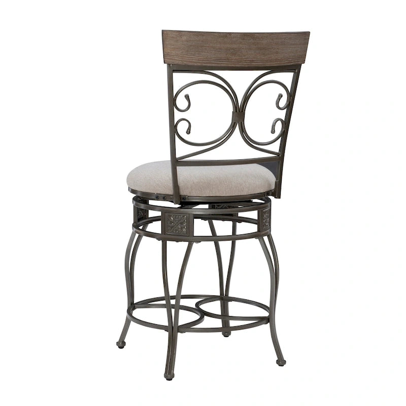 Onyx Big & Tall 360 Swivel Metal and Wood Scroll Counter Stool