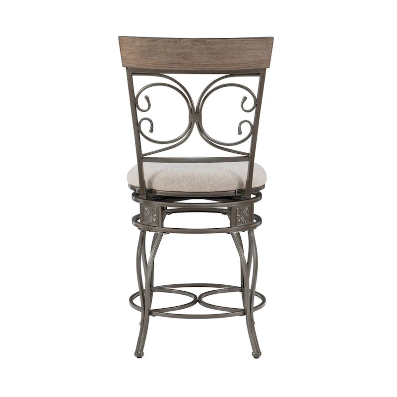 Onyx Big & Tall 360 Swivel Metal and Wood Scroll Counter Stool