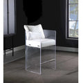  Acrylic Counter Height Stool with Plush White Upholstery - N/A
