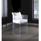  Acrylic Counter Height Stool with Plush White Upholstery - N/A