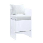 Acrylic Counter Height Stool with Plush White Upholstery - N/A