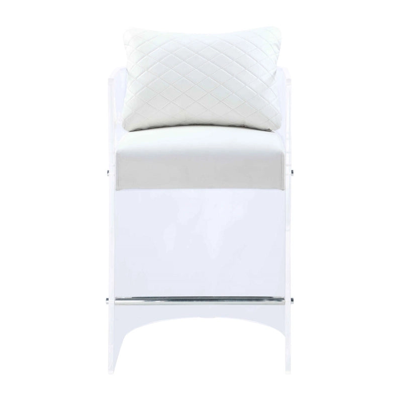 Acrylic Counter Height Stool with Plush White Upholstery - N/A