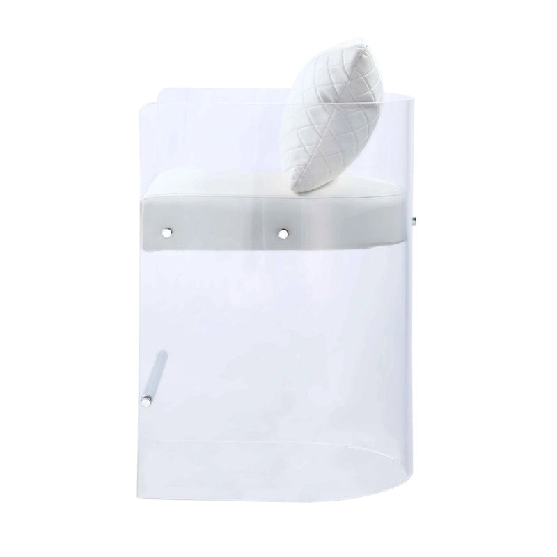 Acrylic Counter Height Stool with Plush White Upholstery - N/A