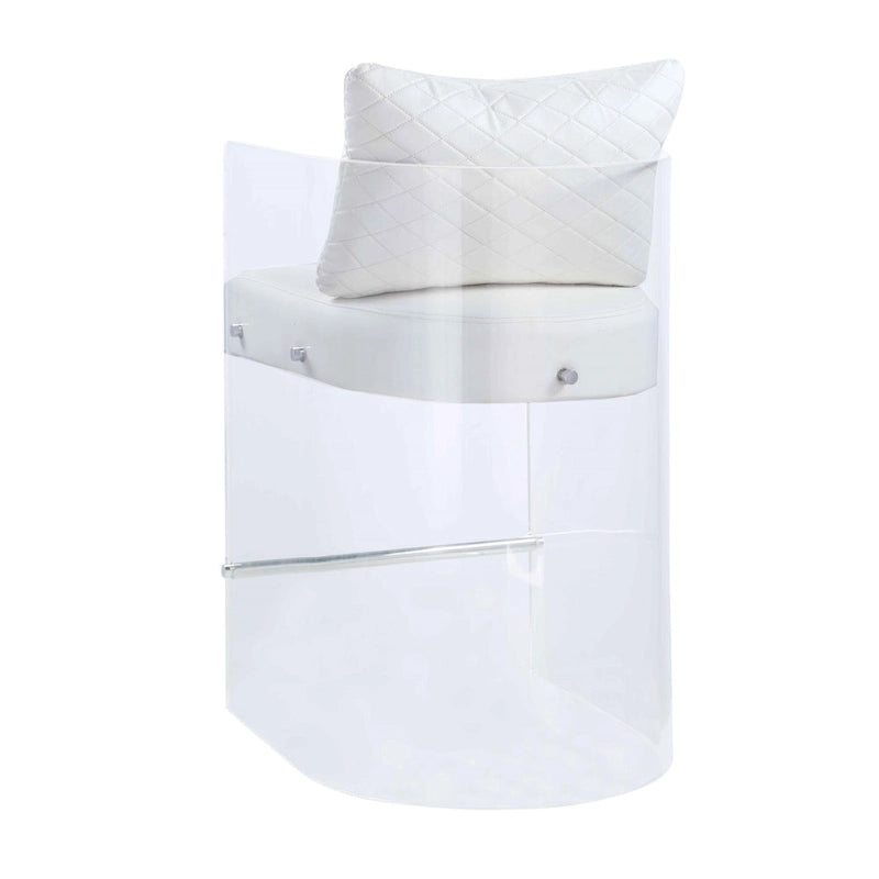 Acrylic Counter Height Stool with Plush White Upholstery - N/A