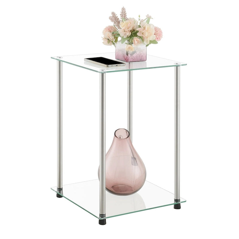 Classic Glass 2 Tier Square End Table