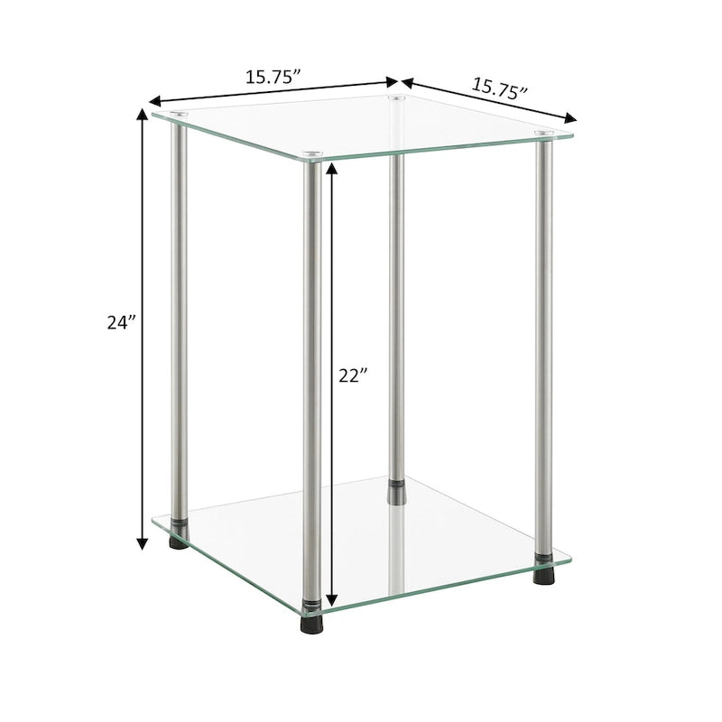 Classic Glass 2 Tier Square End Table