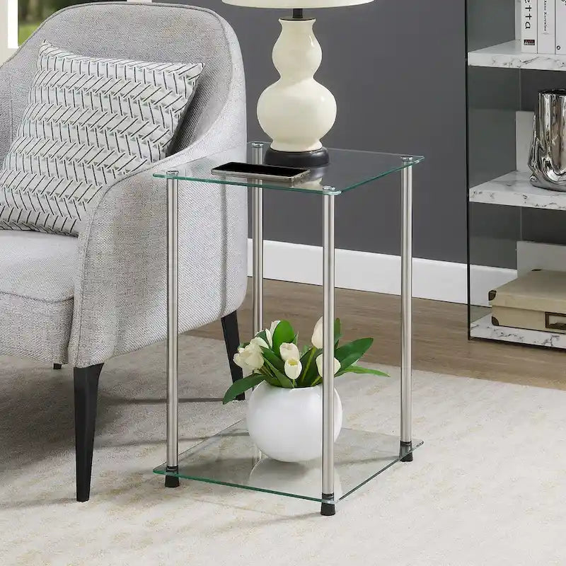 Classic Glass 2 Tier Square End Table