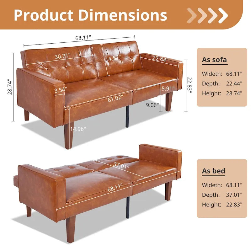 Futon Sofa Bed Memory Foam Couch Sleeper Daybed Foldable Convertible Loveseat