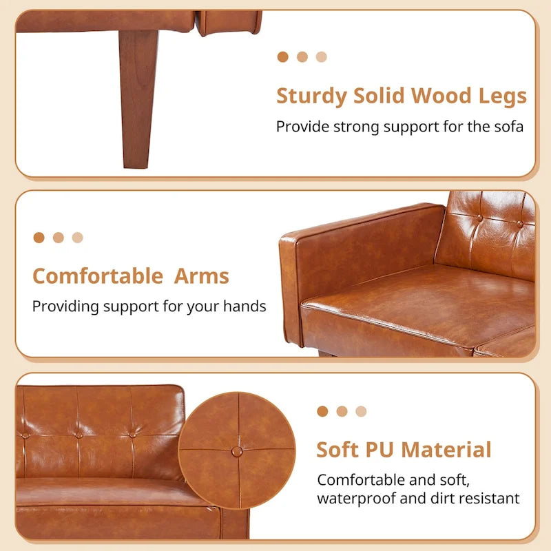 Futon Sofa Bed Memory Foam Couch Sleeper Daybed Foldable Convertible Loveseat