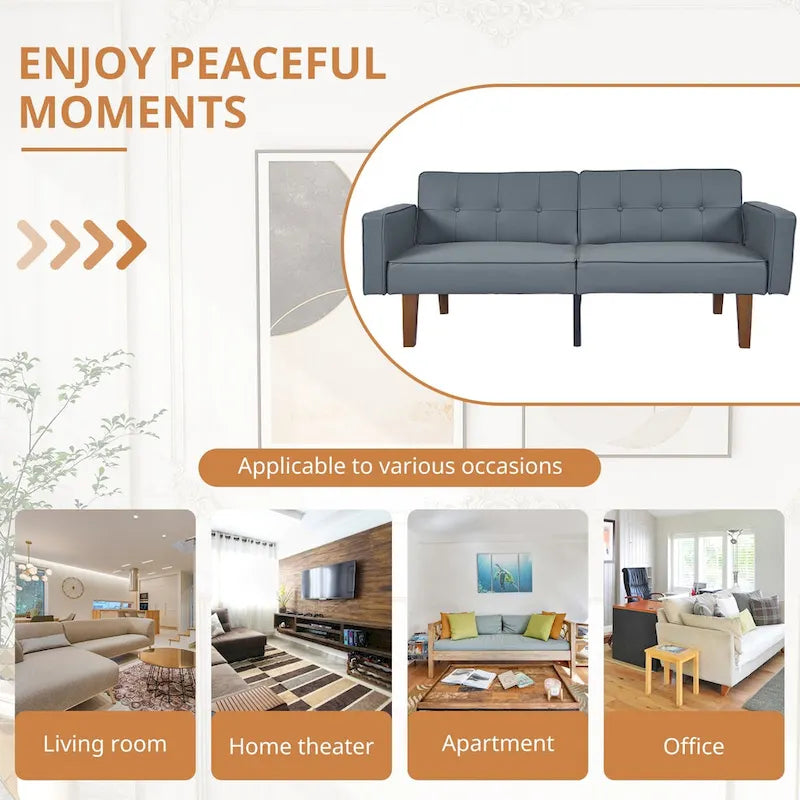 Futon Sofa Bed Memory Foam Couch Sleeper Daybed Foldable Convertible Loveseat