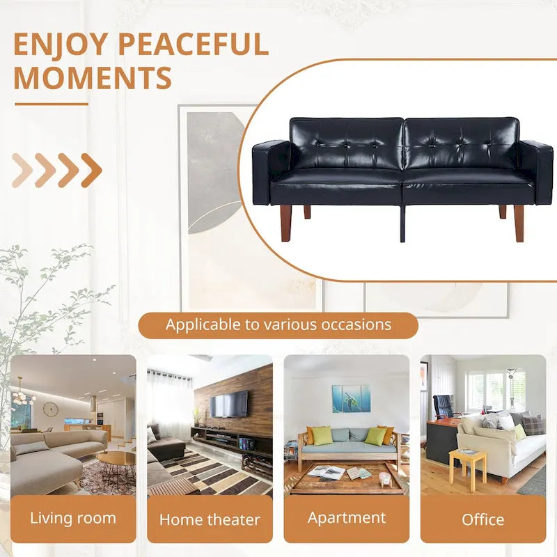 Futon Sofa Bed Memory Foam Couch Sleeper Daybed Foldable Convertible Loveseat