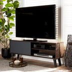 Two-Tone Walnut Brown and Grey Finished Wood TV Stand