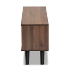 Two-Tone Walnut Brown and Grey Finished Wood TV Stand