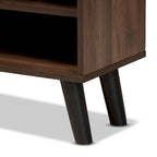 Two-Tone Walnut Brown and Grey Finished Wood TV Stand