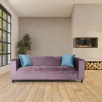 Mid Century Modern 3 Seater Sofa Velvet Solid Wood Frame Upholstered