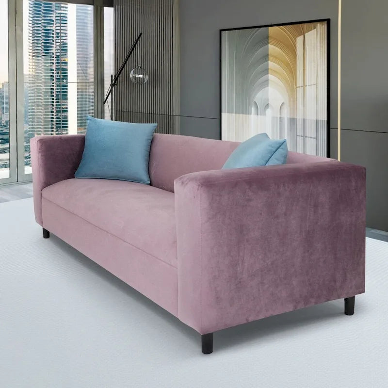 Mid Century Modern 3 Seater Sofa Velvet Solid Wood Frame Upholstered