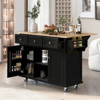  Kitchen Island Cart with Drop-Leaf Countertop and 3 Drawers