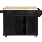 Kitchen Island Cart with Drop-Leaf Countertop and 3 Drawers