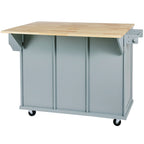 Kitchen Island Cart with Drop-Leaf Countertop and 3 Drawers