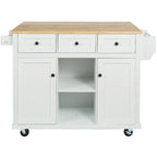 Kitchen Island Cart with Drop-Leaf Countertop and 3 Drawers
