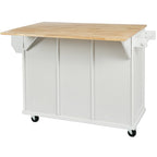 Kitchen Island Cart with Drop-Leaf Countertop and 3 Drawers