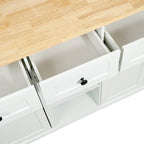 Kitchen Island Cart with Drop-Leaf Countertop and 3 Drawers