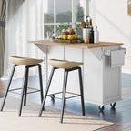 Kitchen Island Cart with Drop-Leaf Countertop and 3 Drawers