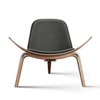 Mid-Century Style Shell Chair Upholstered Leather Lounge Chair