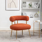  Modern Glam Upholstered Comfy Open-Back Accent Vanity chair with Golden Legs